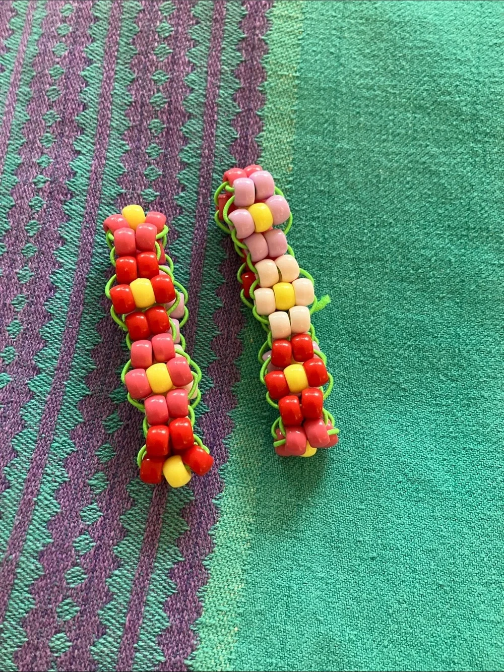 Colorful Kids Pony Bead Flower Power Bracelets- Handmade